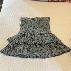 Isabel Marant Etoile Floral Ruffle Naomi Mini Skirt in Green and Pink